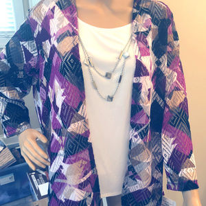 Alfred Dunner blouse jacket & necklace sz M NEW